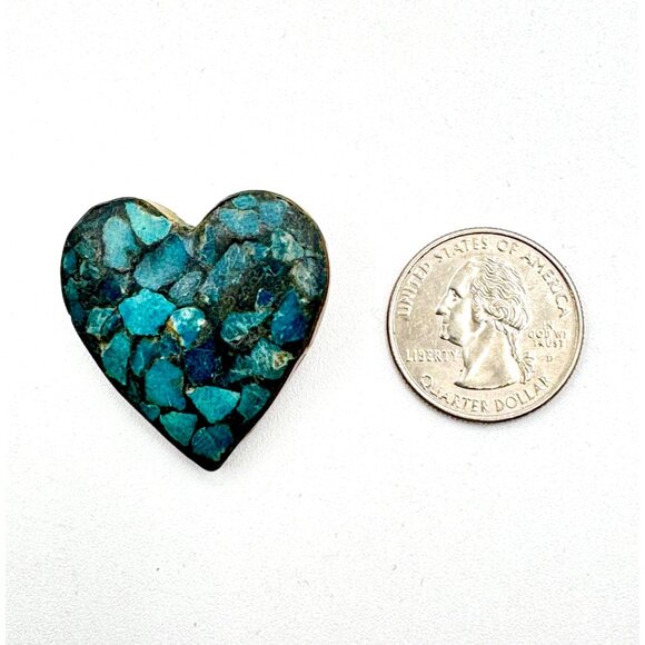 Mosaic Heart Shape Blue Brooch - Picture 3 of 3